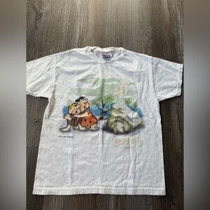 VTG Y2K Flintstone Vitamins Cartoon White Graphic T-Shirt Kids M 10 12 White